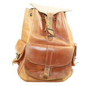 Vintage Grafea Brown Leather Backpack Rucksack Travel Bag England Made